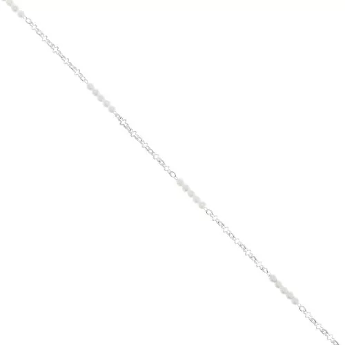 Catena maglia creativa imitazione perle di acqua dolce 3 mm Argentato x50cm