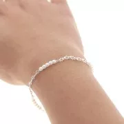 Catena maglia creativa imitazione perle di acqua dolce 3 mm Argentato x50cm