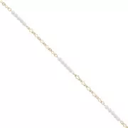 Catena maglia creativa imitazione perle di acqua dolce 3 mm Dorato x50cm