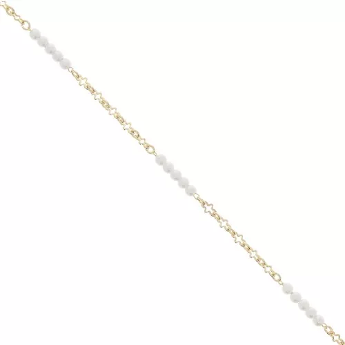 Catena maglia creativa imitazione perle di acqua dolce 3 mm Dorato x50cm