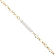 Catena maglia creativa imitazione perle di acqua dolce 3 mm Dorato x50cm