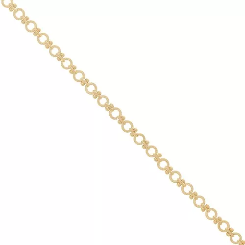 Catena maglia creativa con anelli tondi martellati e palline 3 mm Dorato x50cm