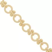 Catena maglia creativa con anelli tondi martellati e palline 3 mm Dorato x50cm