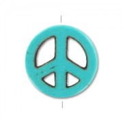 Perlina Peace in Howlite colorato mm. 15  Turchese x1|raw }}