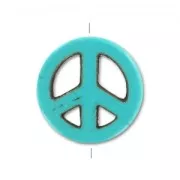 Perlina Peace in Howlite colorato mm. 15 Turchese x1