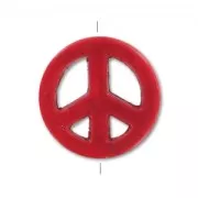Perlina Peace in Howlite colorato mm. 15 Rosso Corallo x1