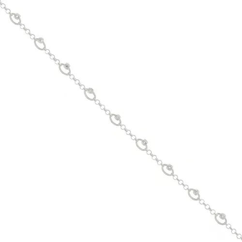 Catena maglia jaseron con perle sfaccettate 5mm Argentato x50cm