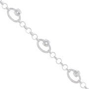 Catena maglia jaseron con perle sfaccettate 5mm Argentato x50cm