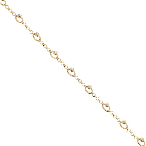 Catena maglia jaseron con perle sfaccettate 5mm Dorato x50cm