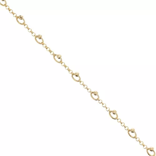 Catena maglia jaseron con perle sfaccettate 5mm Dorato x50cm