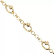 Catena maglia jaseron con perle sfaccettate 5mm Dorato x50cm