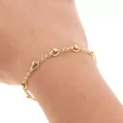 Catena maglia jaseron con perle sfaccettate 5mm Dorato x50cm