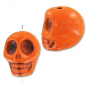Perlina Testa di morto in Howlite colorato mm. 18 Arancio x1|raw }}