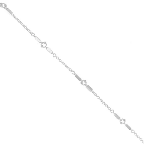 Catena maglia creativa con barre e perline 5.5 mm - Argentato x50cm