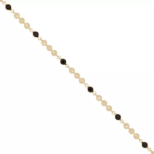 Catena maglia creativa fiori e perle in vetro 4.5 mm - Dorato - Nero x50cm