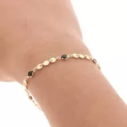 Catena maglia creativa fiori e perle in vetro 4.5 mm - Dorato - Nero x50cm