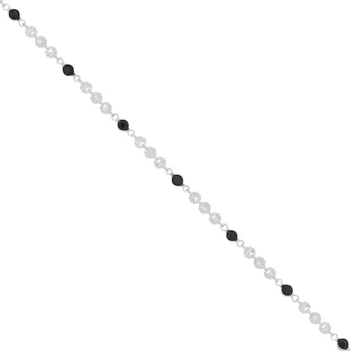 Catena maglia creativa fiori e perle in vetro 4.5 mm - Argentato - Nero x50cm