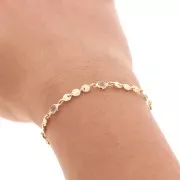 Catena creativa tonda striata e perle in vetro 4.5 mm - Dorato - Trasparente x50cm