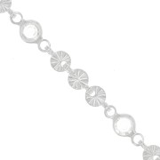 Catena creativa tonda striata e perle in vetro 4.5 mm-Argentato-Trasparentex50cm