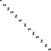 Catena maglia creativa con perle in vetro sfaccettate 7.4mm -Argentato -Nero x50cm