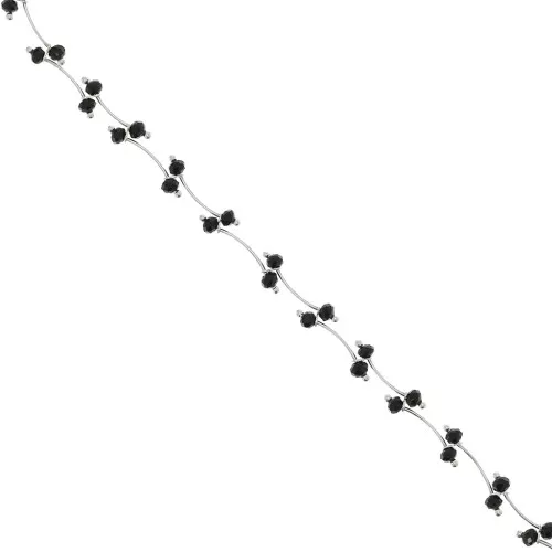 Catena maglia creativa con perle in vetro sfaccettate 7.4mm -Argentato -Nero x50cm