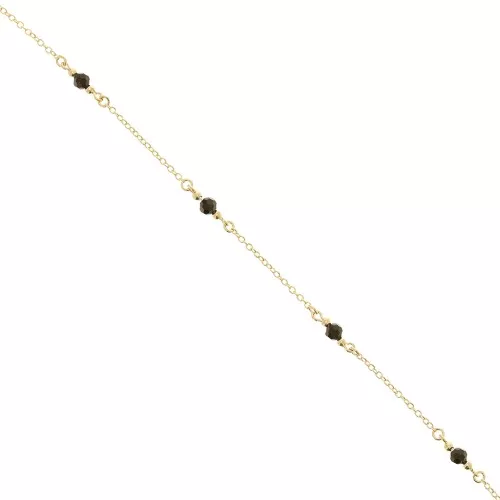 Catena maglia forzatina con perle in vetro sfaccettate 4 mm - Dorato - Nero x50cm