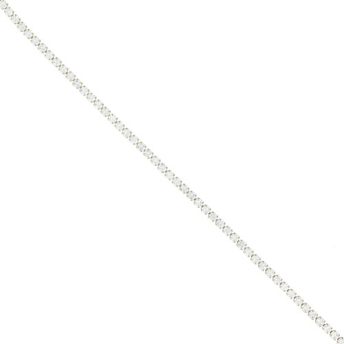 Catena strass in Ossido di zirconio tagliato 3 mm-Acciaio inossidabile Dorato -Crystal x50cm
