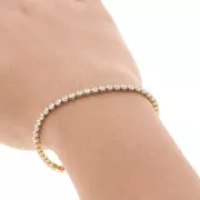 Catena strass in Ossido di zirconio tagliato 3 mm-Acciaio inossidabile Dorato -Crystal x50cm