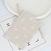 Sacchettino in cotone modello fiore- 95x135 mm - Beige - Rosso - Bianco x1