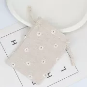 Sacchettino in cotone modello fiore- 95x135 mm - Beige - Rosso - Bianco x1