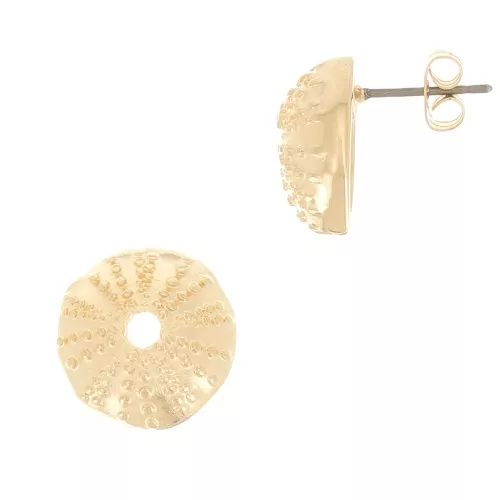 Orecchini perno forma riccio 15 mm Dorato oro fine x2