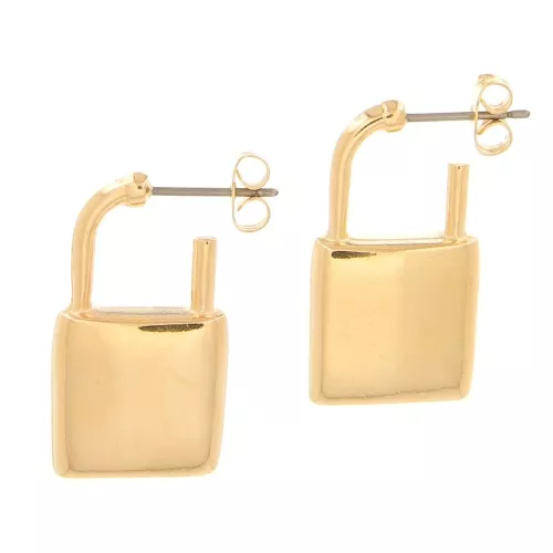 Orecchini perno forma lucchetto 25.5x14 mm Dorato oro fine x2