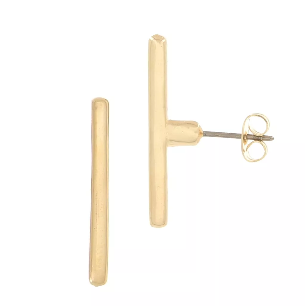 Orecchini A Barra Placcati Oro – Eleganti E Minimal – Ideali Per Ogni Occasione, Anche Per Feste