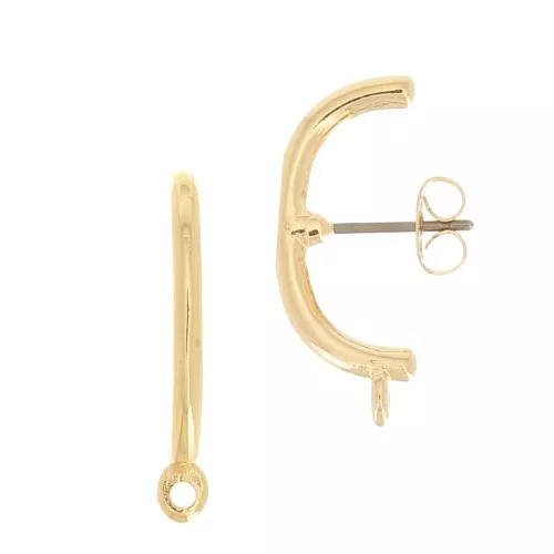 Orecchini perno forme ancora 23x10 mm con anello chiuso - Dorato oro fine x2