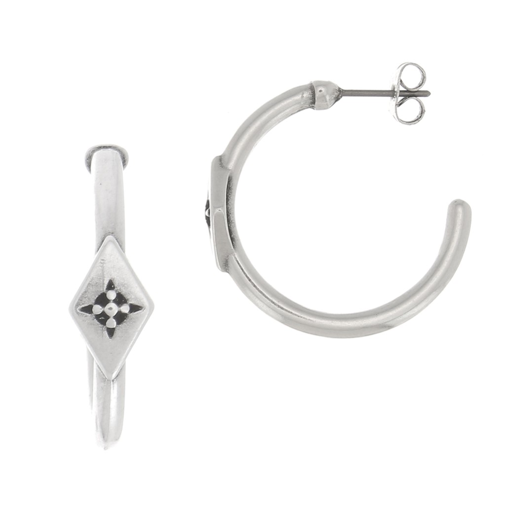Orecchini A Cerchio SINGULARU Colors - Argento Sterling Rodiato Con Zirconi, Chiusura A Click, 13mm - 3