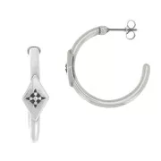 Orecchini cerchio con rombo e stelle incise 27x7 mm - placcatura argento fino anticato x2