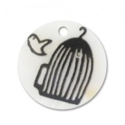 Zecchino stampato Madreperla mm. 20 Gabbia per uccello x1