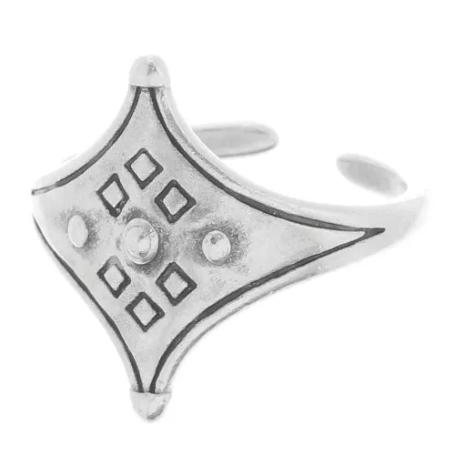 Anello regolabile etnico stile Touareg - placcatura argento fino anticato x1