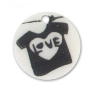 Zecchino stampato Madreperla mm. 20 Maglietta Love x1|raw }}