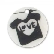 Zecchino stampato Madreperla mm. 20 Maglietta Love x1