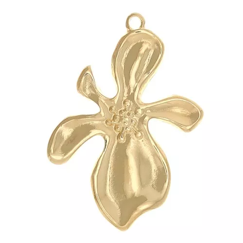 Pendente fiore 36x26 mm - Dorato con oro fine x1