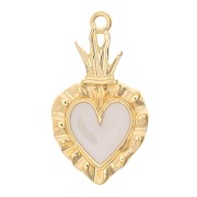 Pendente cuore Ex-voto 27x15 mm - Dorato con oro fine - Bianco x1|raw }}