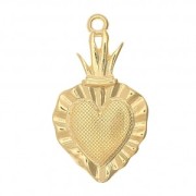 Pendente cuore Ex-voto 27x15 mm - Dorato con oro fine - Bianco x1