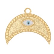 Pendentif demi-lune travaillé motif oeil résine époxy 18x22mm - Dorato con oro x1