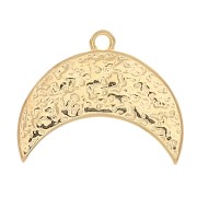 Pendentif demi-lune travaillé motif oeil résine époxy 18x22mm - Dorato con oro x1