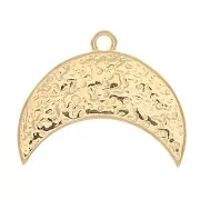 Pendentif demi-lune travaillé motif oeil résine époxy 18x22mm - Dorato con oro x1
