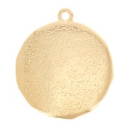 Pendente tondo irregolare martellato serpente 28x24 mm - Dorato con oro fine x1