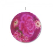 Disco piatto stampato Madreperla mm. 20 Rose Fuchsia x1