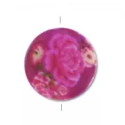Disco piatto stampato Madreperla mm. 20 Rose Fuchsia x1