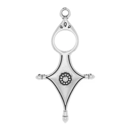 Pendente etnico stile Touareg 33x17 mm - placcatura argento fino anticato x1